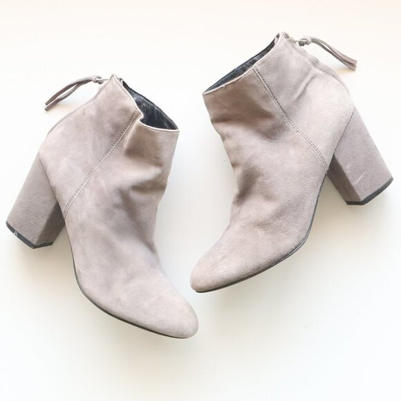 Steve Madden Cynthia Grey Suede Leather Block Heel Ankle Boots / Booties Size 9 - Picture 15 of 15